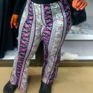 Purple Rainbow Multicolored Flare Pants Size: XL